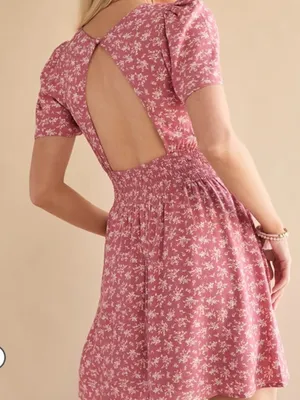 Francesca's Collections Dusty Rose Floral Midi Dress thumbnail 2