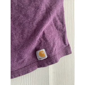 Carhartt Notched V-Neck T-Shirt Womens Size XS Purple Short Sleeve Cotton thumbnail 3