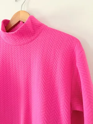 J. Crew Factory Herringbone mockneck sweatshirt snap in soft fuchsia pink Size M thumbnail 4