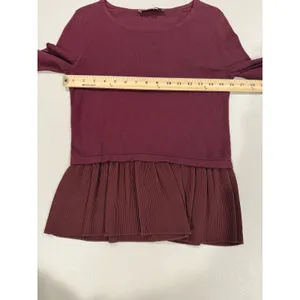 Loft Sweater Women XS Petite Maroon Stretch Romantic Work Preppy Travel Minimal thumbnail 4