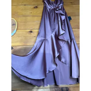 NWT Lulus Enchanted Moments Mauve Pink Satin Ruffled High-Low Dress Wedding Sz S thumbnail 4
