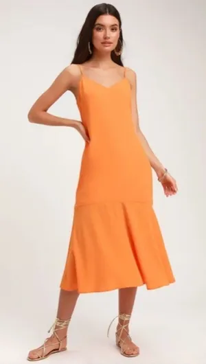 Lulu’s Lovely Lilies Midi Dress in Orange Medium thumbnail 1