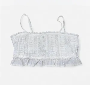 American Eagle Super Cropped Ruffle Top thumbnail 1
