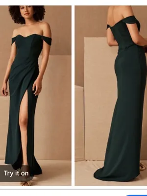 BHLDN Rossi Crepe Emerald Gown thumbnail 2