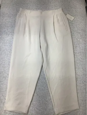 A New Day Womens XL High-Rise Pleated Tapered Ankle Pants Cream‎ White 018102752 thumbnail 1