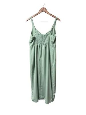 Abercrombie & Fitch Corset Lace-Up Midi Dress Slit Light Green Large Petite thumbnail 4