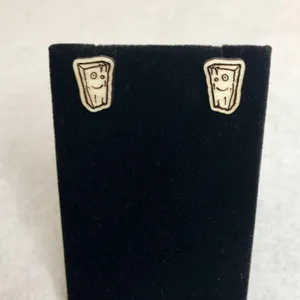 Ed, Edd, and Eddy Plank Wood Stud Earrings thumbnail 2