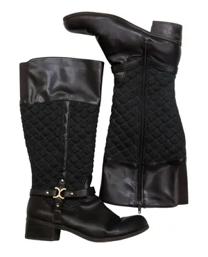 Charter Club Helenn Riding Boots Wool Quilted Brown Leather Mid Calf Boots 8 thumbnail 1