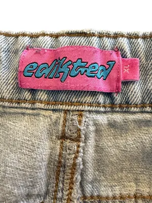 Edikted Baggy Wide Leg Jeans Womens XL Light Wash Distressed Raw Hem Y2K thumbnail 6