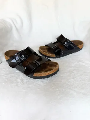 Birkenstock Arizona Birko-Flor Black Patent Sandals Women’s US 5 Regular thumbnail 2