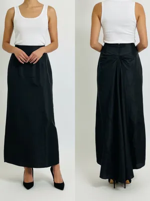 Worth Silk Black Silk A Line Maxi Long Hi-low Train Occasion Evening Skirt thumbnail 2