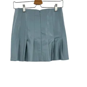 Aureum Sky Blue Vegan Leather Pleated Skirt Size‎ Small thumbnail 5