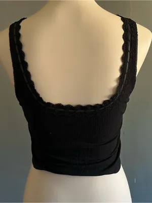 NWT American Eagle Superchill Cotton Rib Lace Tank Top | Size: M thumbnail 4