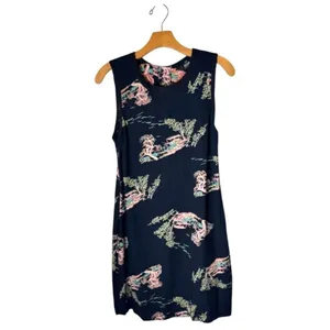 Neuw Dress Women Medium‎ Black Oriental Print Sleeveless Button Back Maze Mini thumbnail 2