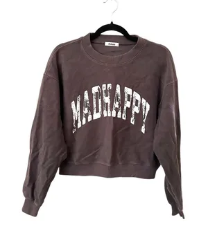 MADHAPPY Campus Crop Crewneck Sweatshirt Gray Small thumbnail 1