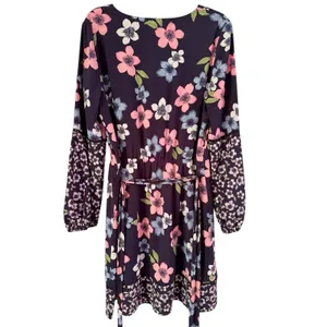 Eliza J Blue Faux Wrap Floral Puff Sleeve Dress Size 12 thumbnail 3