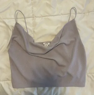 Garage lavender cowl neck crop top thumbnail 1