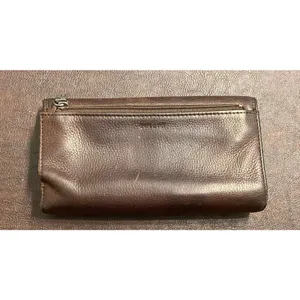 Fossil Genuine Leather Brown Checkbook Wallet Snap Flap Organizer Long Wallet thumbnail 3
