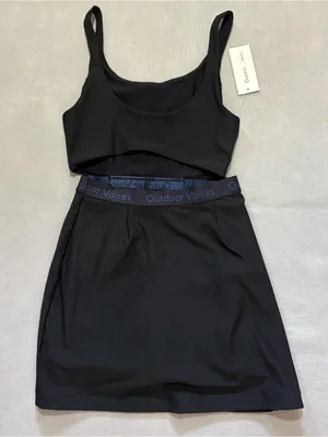 NWT Outdoor Voices Court Dress XS Black Cutout Tennis Skort Preppy Pickleball thumbnail 13