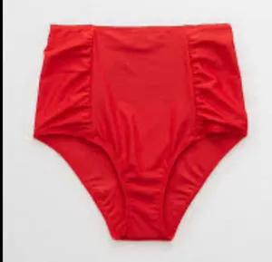 NWT Aerie small cherry red full coverage high waisted bikini bottom thumbnail 2