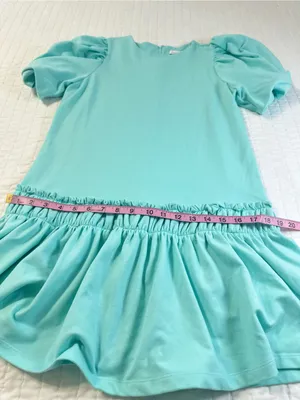 English Factory 100% Cotton Women’s XS Puff Sleeve Mini Dress in Mint Green thumbnail 7