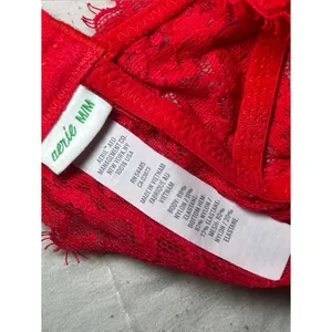 Aerie Red Floral Eyelash Lace Padded Plunge Bralette Bra Women’s Size Medium thumbnail 10