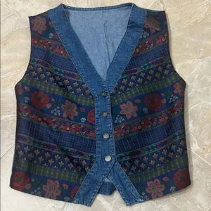 Vintage St. Michael Marks & Spencer Patterned Vest Blue Size 12 thumbnail 1