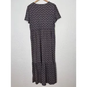 Boden Emma Tiered Jersey Midi Dress French Navy Paisley Heart Size 14 Long thumbnail 3