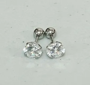 Silver Diamond Stud Post Earrings Jewelry 💎 thumbnail 1