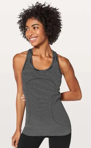 Lululemon Swiftly Tech Racerback Tank Top Size 4 Black Striped Athletic Gym Yoga thumbnail 1