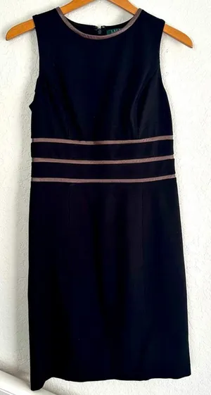 Ralph Lauren Black Dress Brown Leather Equestrian Old Money Classic Fall thumbnail 1