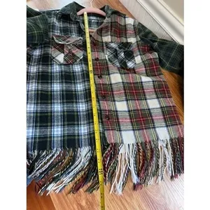 Polo Ralph Lauren Patchwork Plaid Fringe Flannel Shirt Multi Color XS thumbnail 8