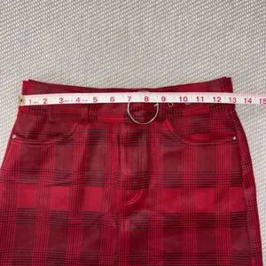 Fashion On Earth Women’s Faux Leather Red Black Plaid Belted Mini Skirt Sz Xs Sexy Party thumbnail 4