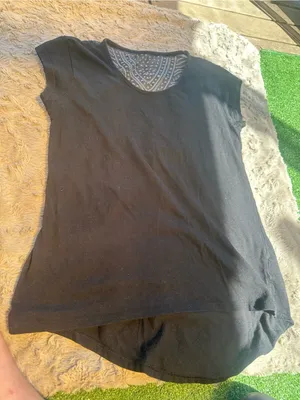 Victoria's Secret Black Short Sleeve Scoop Neck Tee with Lace Back thumbnail 1
