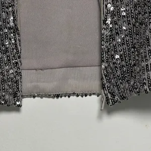 HM Silver Sequin Crop Top High Neck Sleeveless Back Zip Party Tank Large‎ thumbnail 7
