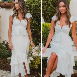 SHOW ME YOUR MUMU‎ Reese White Ruffle Dress Size 1X Bridal Shower Beach Wedding thumbnail 3