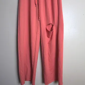 Junior's Sweatpants DIY Small Orange Wide Leg Distressed Raw Activewear Grunge thumbnail 3