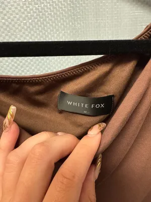 White Fox Perfect Timing Off The Shoulder Long Sleeve Crop Top in Chocolate thumbnail 2