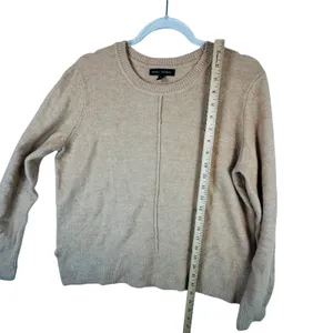 Banana Republic womens L beige crewneck sweater merino wool neutral‎ pullover thumbnail 6