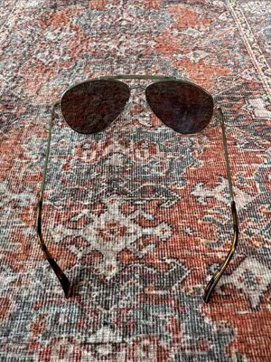 Silver Metal Aviator Sunglasses with Blue Tinted Reflective Mirror Lenses thumbnail 6