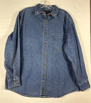 Woolrich Denim Button Down Shirt Southwestern Embroidered Blue Long‎ Sleeve M thumbnail 1