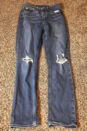 GAP‎ Womens Vintage Slim High Rise Distressed Ripped Jeans Size 28 Blue Denim thumbnail 1