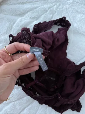 aerie Lace Bralette in Deep Plum thumbnail 3