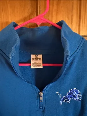 PINK Victoria's Secret Detroit lions NFL football quarter zip sweat shirt! thumbnail 2