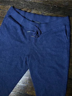 Quince Mongolian Cashmere Jogger Knit Pants True Navy Drawstring Waist Lounge XL thumbnail 3