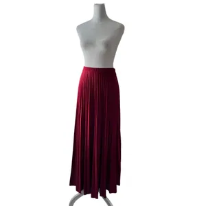 Vintage ‘70s Crimson Pleated A-Line Maxi Skirt thumbnail 2