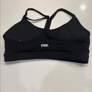 STAX. Black Strappy Crop‎ Sports Bra Size Small Padded Adjustable Straps thumbnail 2