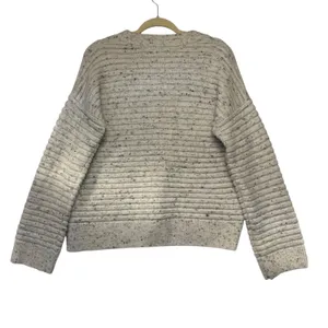 Madewell Womens Oatmeal Donegal‎ Ribbed Knit Crewneck Pullover Sweater Sz Medium thumbnail 3