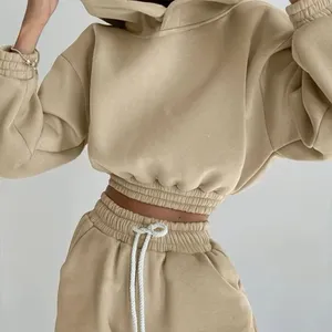 2Pcs Solid tracksuit Sports Set Hooded Sweatshirt Drawstring Jogger Pant Sporty thumbnail 5