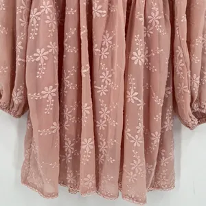 Hello Molly Flower Patch Mini‎ Dress Size 2 XS Pink Long Sleeves Floral Feminine thumbnail 6